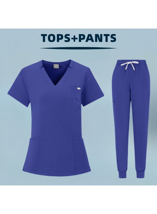 Loquat Womens Medical Scrubs Set Medical Uniform Set Blue - Image 1