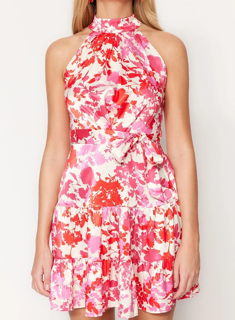 trendyol Belted Floral Print Dress