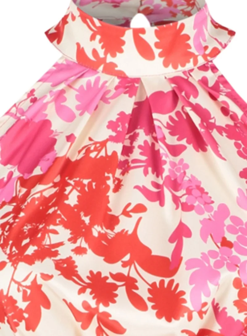 trendyol Belted Floral Print Dress