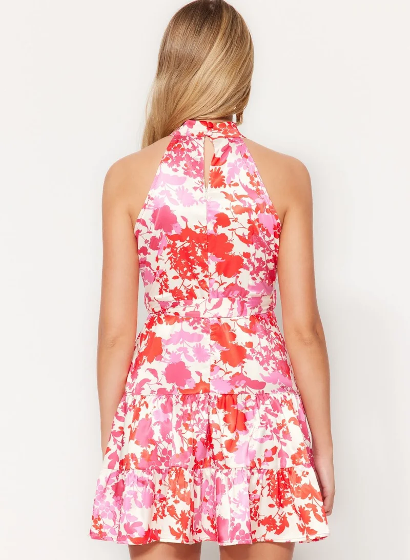 trendyol Belted Floral Print Dress