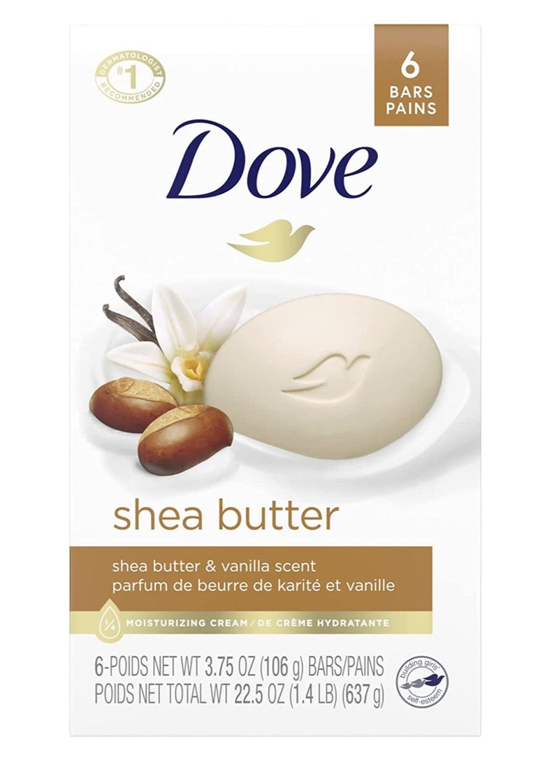 Dove بار الجمال المريح بالكامل لبشرة صحية - زبدة الشيا 106 جرام 6 قطع - Image 1