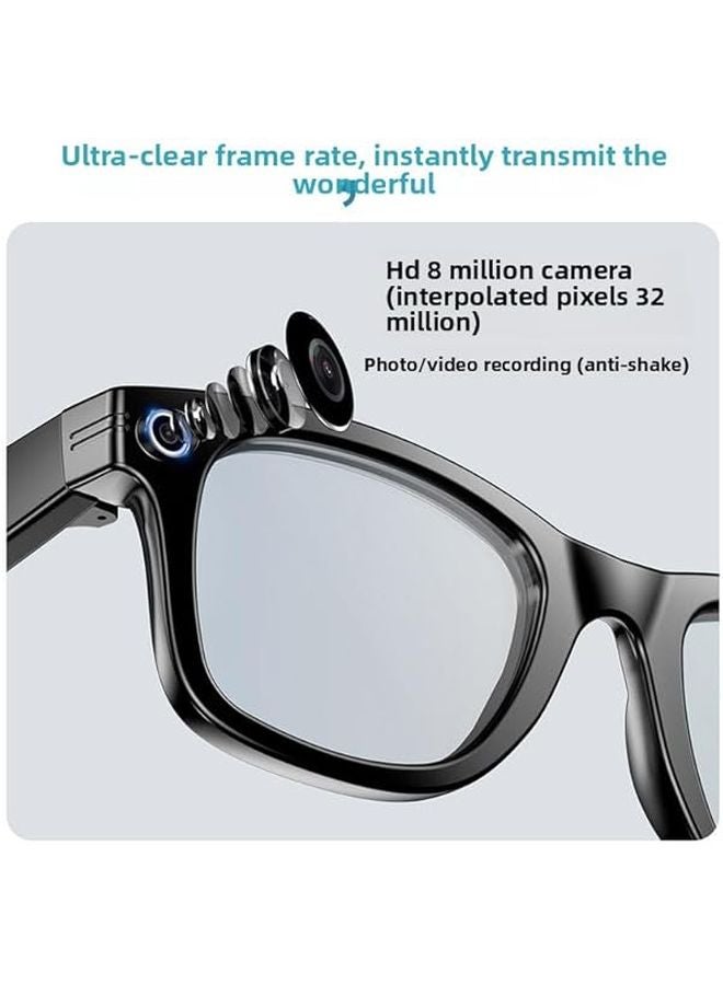 AI Smart Glasses With 8MP Camera Real Time Translation Anti Shake Video Interchangeable Lenses Frame Clear Blue Light - Image 4