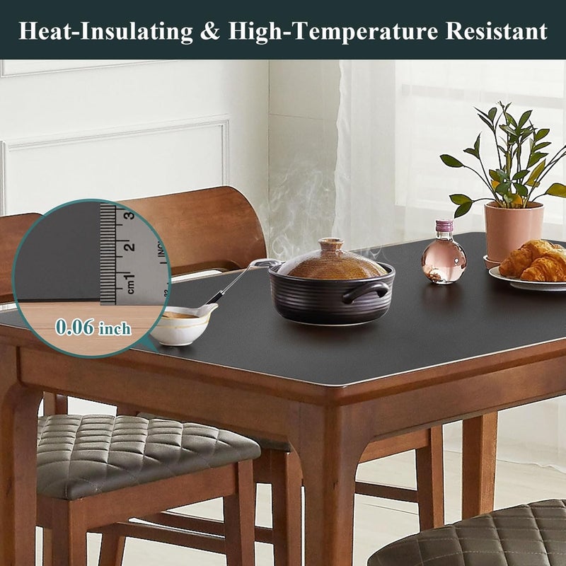 FURKIT Dark Gray Plastic Table Protector Cover Pad, 1.5mm Thick Waterproof Leather-Look PVC Rectangle Desk Mat, Anti Scratch Oil Resistant Counter Top Area Mat for Dining Table, Office (36x60 inch) - Image 4