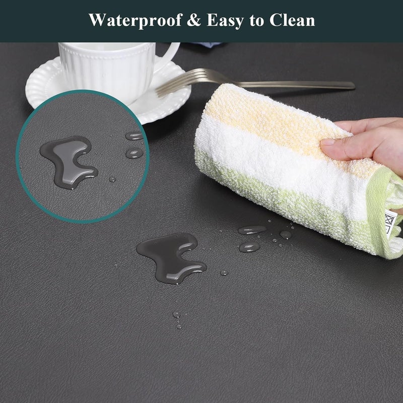 FURKIT Dark Gray Plastic Table Protector Cover Pad, 1.5mm Thick Waterproof Leather-Look PVC Rectangle Desk Mat, Anti Scratch Oil Resistant Counter Top Area Mat for Dining Table, Office (36x60 inch) - Image 2