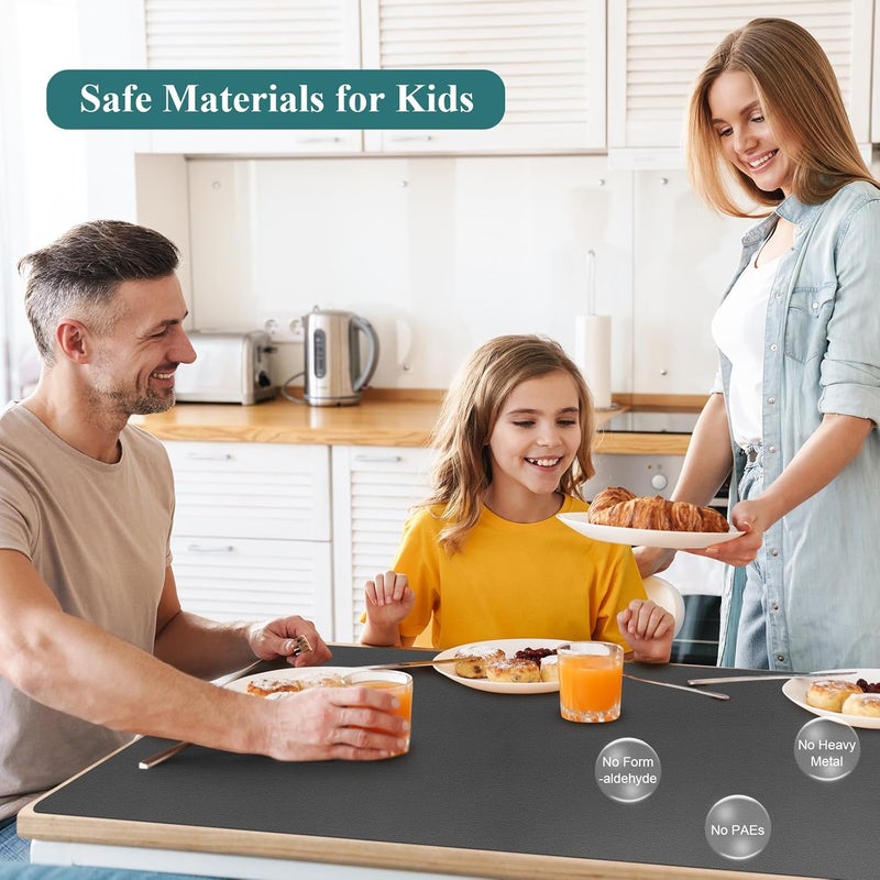 FURKIT Dark Gray Plastic Table Protector Cover Pad, 1.5mm Thick Waterproof Leather-Look PVC Rectangle Desk Mat, Anti Scratch Oil Resistant Counter Top Area Mat for Dining Table, Office (36x60 inch) - Image 5