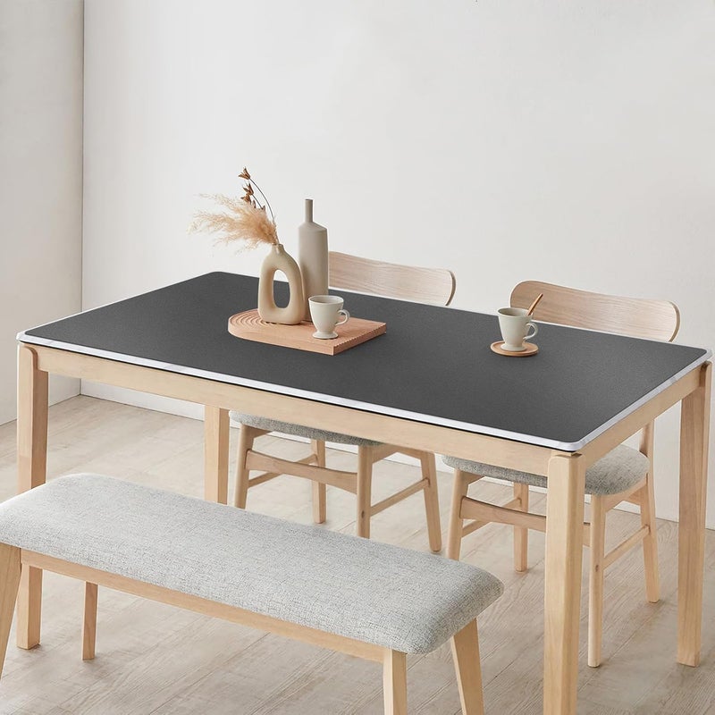 FURKIT Dark Gray Plastic Table Protector Cover Pad, 1.5mm Thick Waterproof Leather-Look PVC Rectangle Desk Mat, Anti Scratch Oil Resistant Counter Top Area Mat for Dining Table, Office (36x60 inch) - Image 1