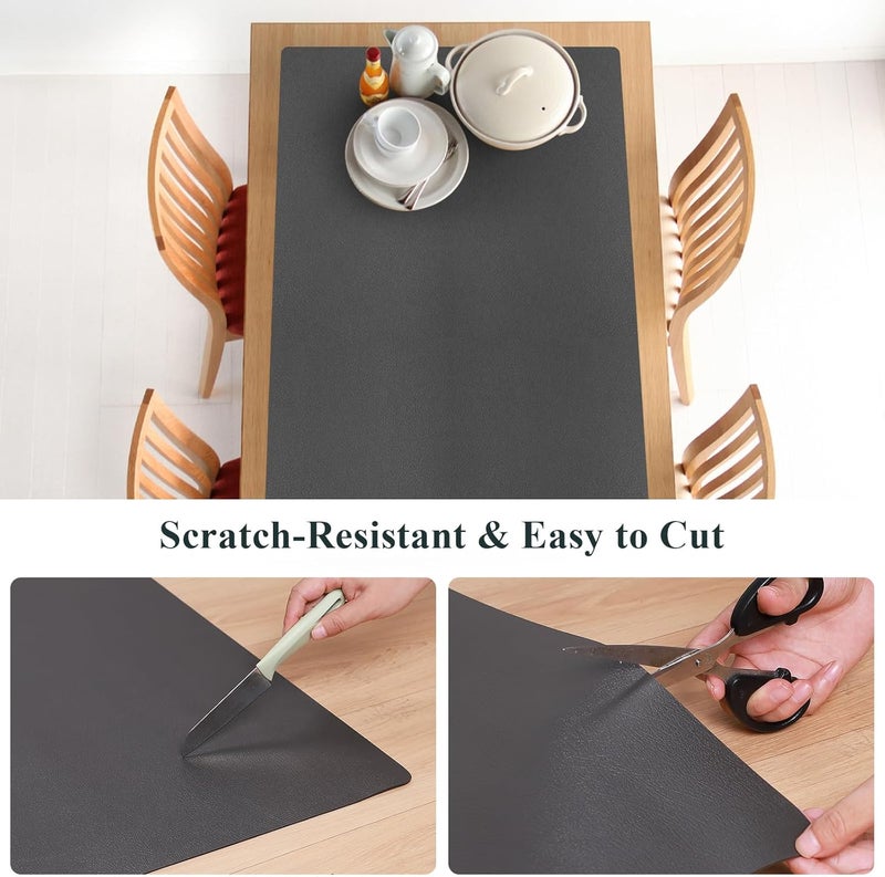 FURKIT Dark Gray Plastic Table Protector Cover Pad, 1.5mm Thick Waterproof Leather-Look PVC Rectangle Desk Mat, Anti Scratch Oil Resistant Counter Top Area Mat for Dining Table, Office (36x60 inch) - Image 3