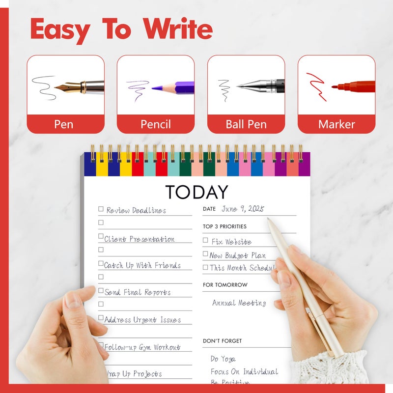 Gethelud To Do List Notepad, Daily Planner Notebook with 52 Tear-off Sheets, Undated Writing Organizer for Daily Tasks and Goal, Coiled Task Track Checklist Productivity Pad for Office, Classroom, Home, School - Image 5