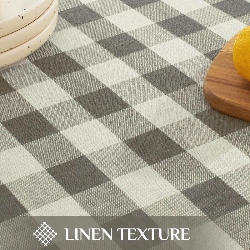 Softalker Checkered Tablecloth Rectangle, Outdoor Linen Cotton Gingham Table Cloth with Tassel, Heavy Duty Wrinkle Free Buffalo Plaid Table Cover for Kitchen Dining Home Party - 55 x 84 Inch, Coffee - Image 5