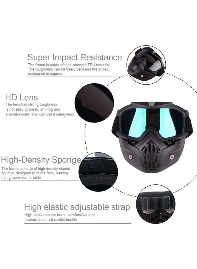FABSPORTS protective goggles with detachable mask, Anti UV, Windproof, soft foam padded for comfort. Used for Motorcycle, Dirt Bike off road, ATV Ride, snowboarding, skiing, cycling etc - Image 3