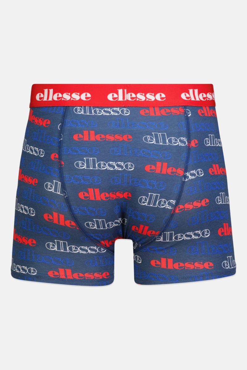 Ellesse Men 3 Pack Brand Logo Trunks, Blue/Red/Navy  - Image 2