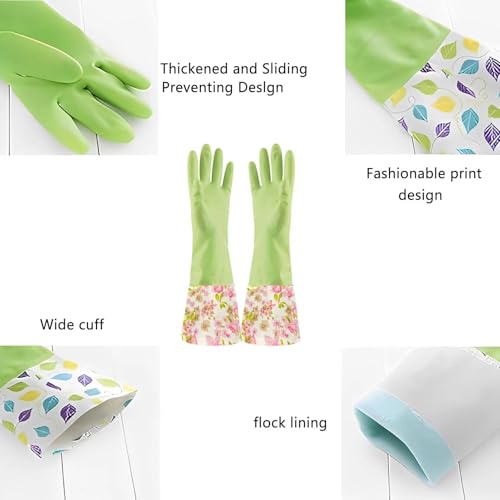 KINGFINGER Rubber Waterproof Dishwashing Gloves for Kitchen, Latex-Free Precision Flocking Household Cleaning Gloves (2 Pair, Large) - Image 3