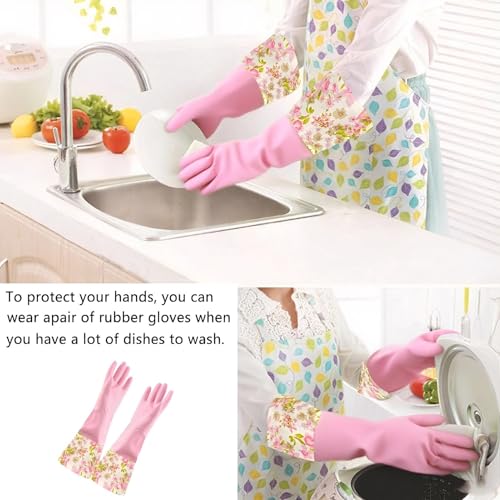 KINGFINGER Rubber Waterproof Dishwashing Gloves for Kitchen, Latex-Free Precision Flocking Household Cleaning Gloves (2 Pair, Large) - Image 4
