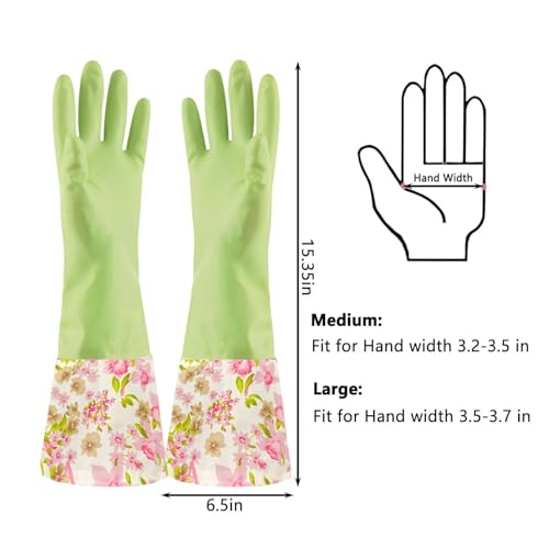 KINGFINGER Rubber Waterproof Dishwashing Gloves for Kitchen, Latex-Free Precision Flocking Household Cleaning Gloves (2 Pair, Large) - Image 2