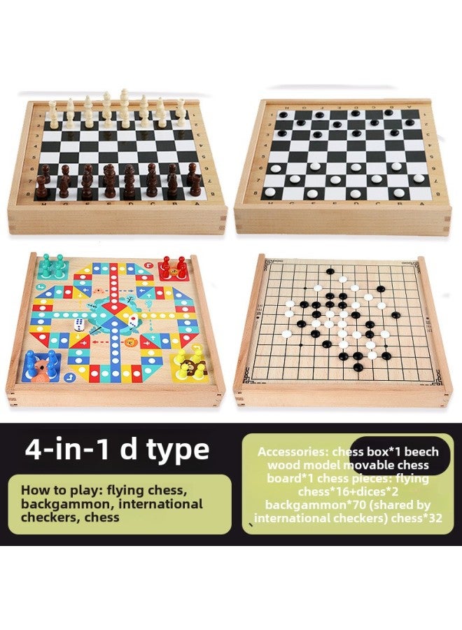 لوحة ألعاب خشبية متعددة الوظائف، شطرنج طائر، لعبة الداما، طاولة الزهر، ألعاب لوحية تعليمية للأطفال