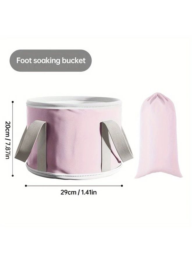 Pink Foldable Foot Bath Tub With Handle Portable Large Capacity Spa Basin For Home Outdoor - Image 1