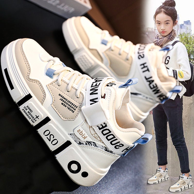 Hydrogen Quick Co-Branded Girls'' Shoes 2025 Spring New High-Top Children''s Sports White Shoes for Middle and Large Children - Image 1