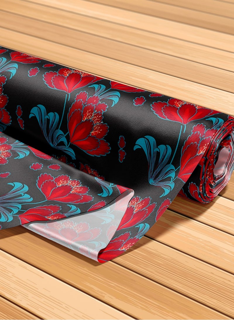 Vellato Al Lail Aramny Silk Fabric By The Yard Red Blue Floral Jalabiya Makhweer Dressmaking 58 Inches Width - Image 5