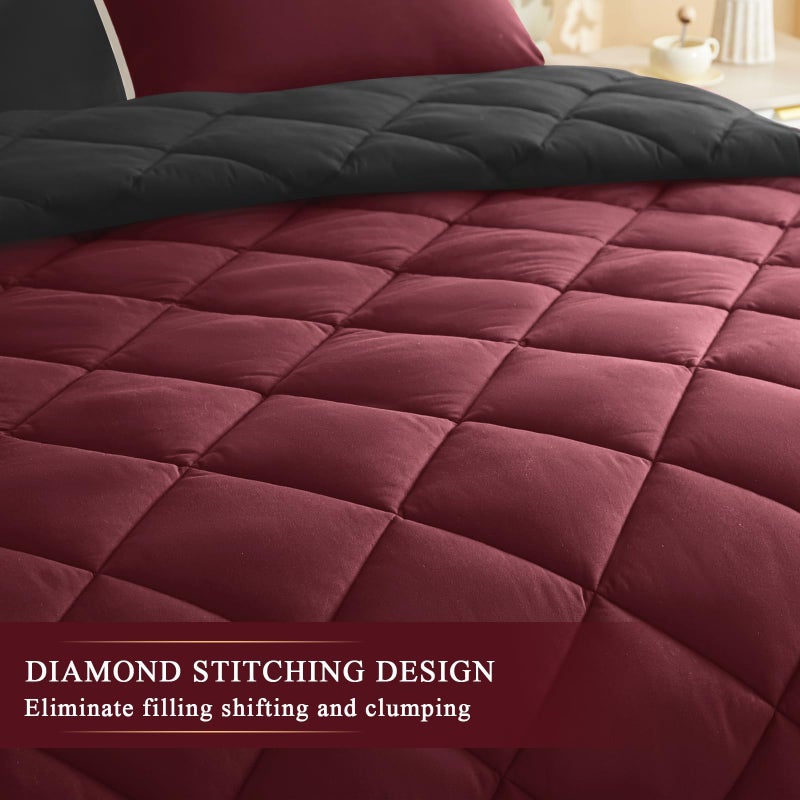 MIOTO Oversized King Comforter, Extra Large King Size Comforter Oversized, Soft Lightweight Quilt Down Alternativewith 8 Corner Tabs(335x305, Black&Red) - Image 5