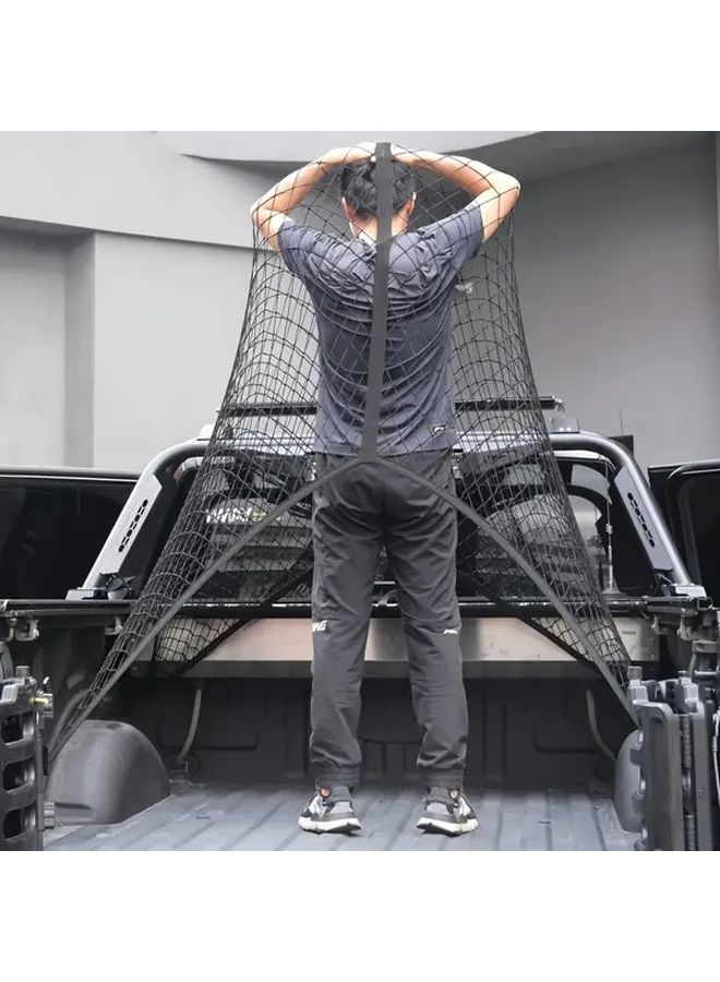 Double Layer Truck Bed Cargo Net 3.3x4ft Stretches to 5.8x7ft for Pickup SUV - Image 4