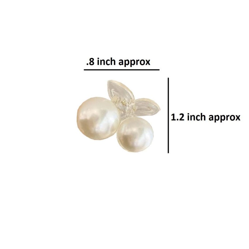 Cart Log Pearl Claw Clip for Women's Hair - White Clips for Girls - Small Pearl Clutcher with Beads - Image 3