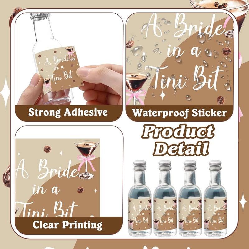 CORNER LACE Espresso Martini-Themed Mini Wine & Champagne Bottle Labels for Bridal Shower Bachelorette Party Favors 50pcs – Mini Liquor Bottles Shot Glass Labels Stickers Party Decorations - Image 5