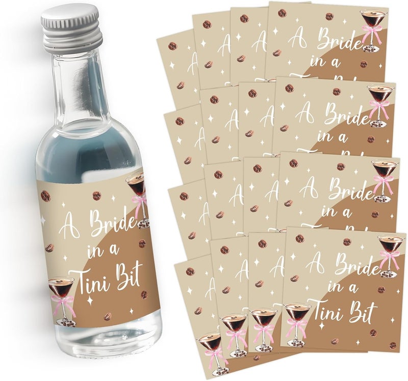 CORNER LACE Espresso Martini-Themed Mini Wine & Champagne Bottle Labels for Bridal Shower Bachelorette Party Favors 50pcs – Mini Liquor Bottles Shot Glass Labels Stickers Party Decorations - Image 1