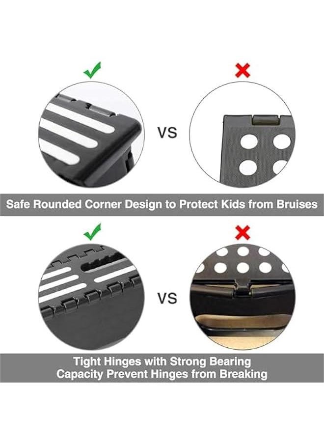 HOOKOR Folding Step Stool with Non-Slip Mat. Made of Incombustible Plastic, Can Withstand Over 250 Pounds. Collapsible Step Suitable for Kitchen, Bathroom, Bedroom, Camping, Travel ect  - Image 4