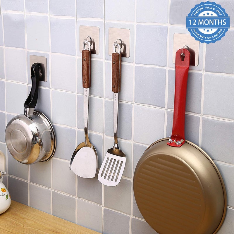 HOKIPO Magic Sticker Series Self Adhesive Hooks Pack of 12 Load Bearing Capacity of 3 KG Each Hook AR22562 Silver - Image 4