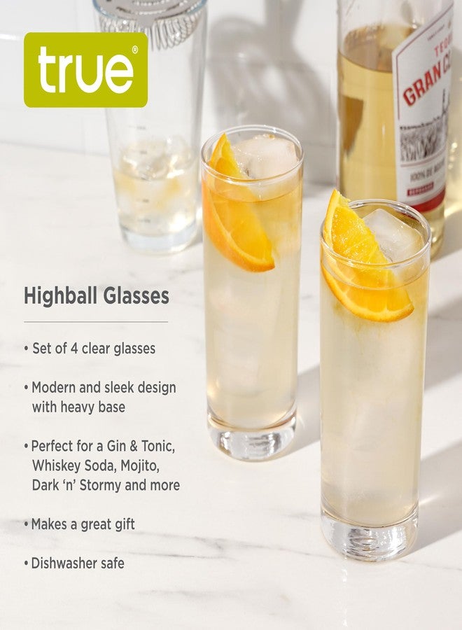 ترو أكواب هاي بول حقيقية، أكواب زجاجية طويلة للكوكتيلات، الموهيتو، الشاي المثلج، العصائر، أكواب مياه الصودا، أدوات زجاجية للمطبخ، بار منزلي، طقم من 4 قطع سعة 11 أونصة - Image 2