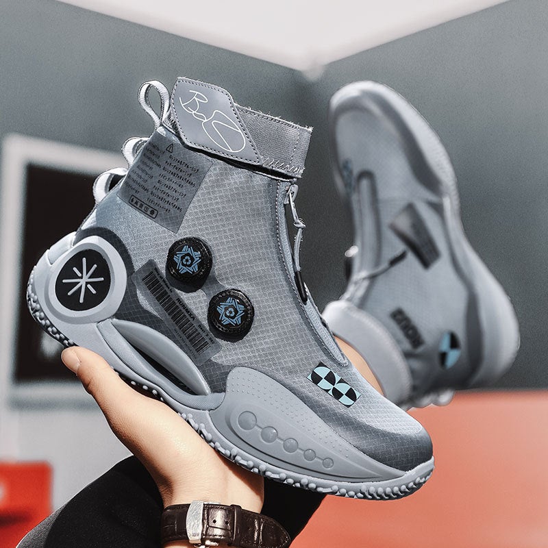 High-Top Gray Children'S Sports Shoes Wade'S Way 9 Basketball Shoes Men'S Professional Actual Combat Carbon Plate Wear-Resistant
