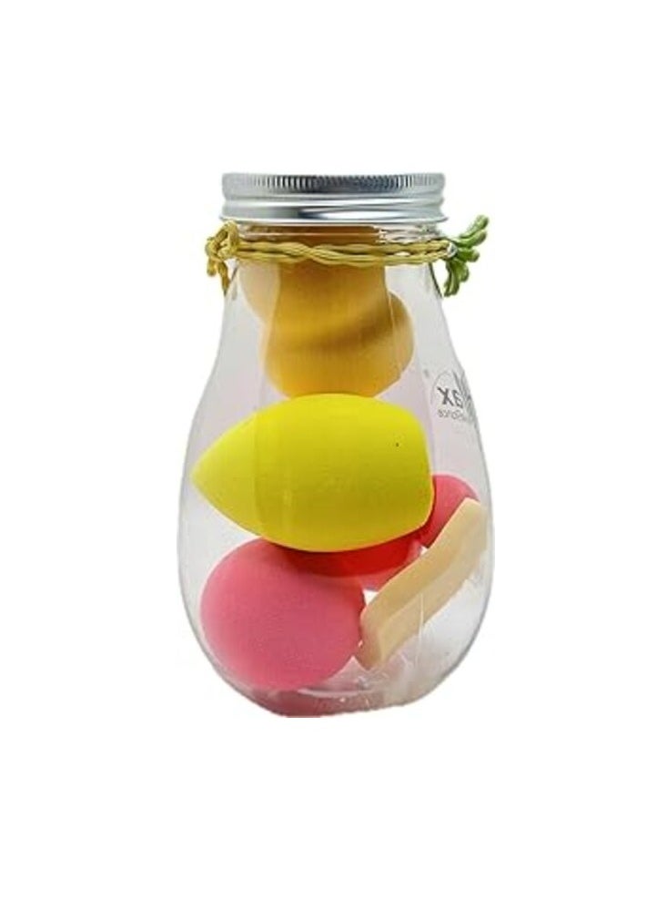 Generic - Assorted Color Makeup Sponges in Jar Set, 6 Pieces, Beauty Blender for Foundation and Concealer, Soft, Latex-Free Makeup Sponges, for Even and Smooth Makeup Application, Multiple Colors - Image 1