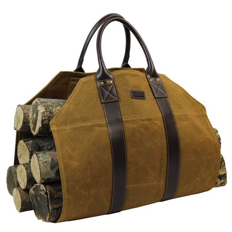 INNO STAGE INNO STAGE Canvas Wood Carriers Firewood Log Tote Bag Waxed Canvas Fire Wood Carrying Hay Hauling Holder for Fireplace Stove Accessories Indoor Outdoor Camping 