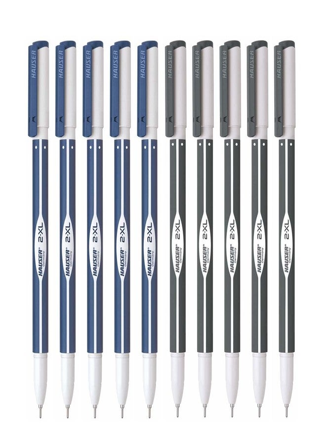 Hauser 2 XL Fine Tip Ball Pen | Minimalistic & Aesthetic Body Design | Comfortable Grip With Smudge Free Writing | 10 Blue + 10 Black Ink - Image 1