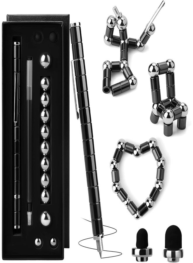 FEXONXA Magnetic Fidget Pen with 13 Rings, 12 Balls, Stylus Tips & Refills – 2-in-1 Magnetic Pen Toy for Stress Relief, Shape Building, Focus & Creative Desk Play for Teens & Adults - Image 1