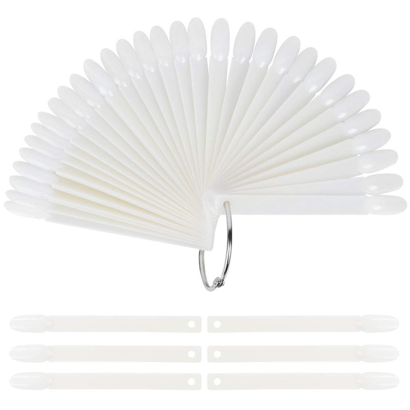 LoveBB 150 Pcs Natural Nail Tips Sticks Plastic Nail Wheel Display Practice Nail Sticks With Metal Split Ring Holder - Image 1