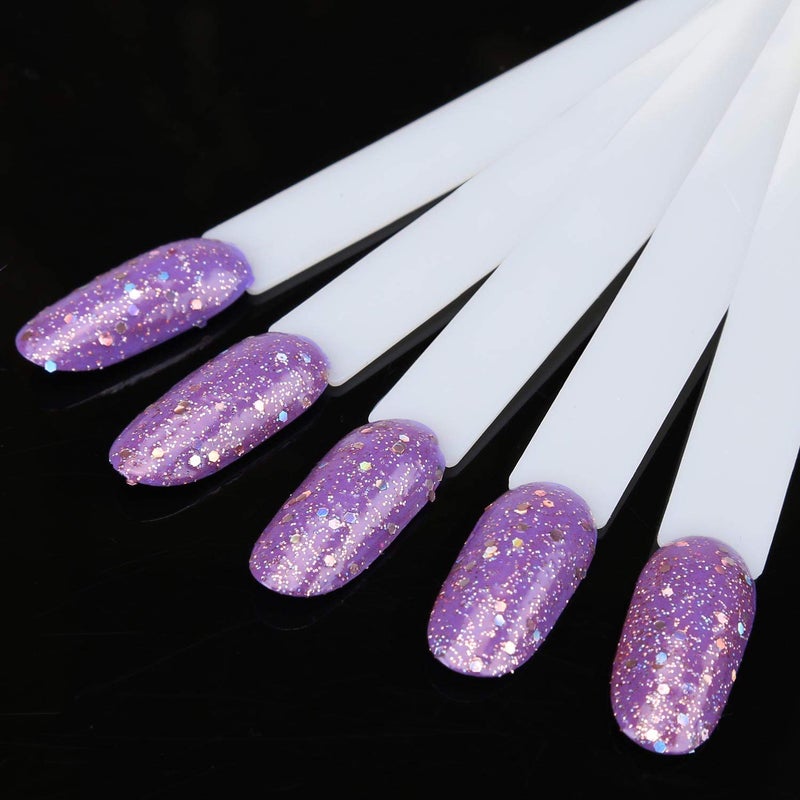 LoveBB 150 Pcs Natural Nail Tips Sticks Plastic Nail Wheel Display Practice Nail Sticks With Metal Split Ring Holder - Image 4