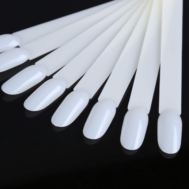 LoveBB 150 Pcs Natural Nail Tips Sticks Plastic Nail Wheel Display Practice Nail Sticks With Metal Split Ring Holder - Image 3