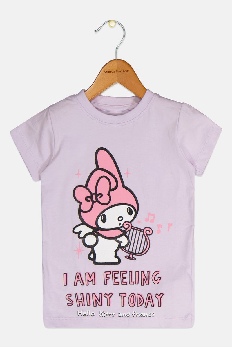 Sanrio Toddlers Girl Hello Kitty Print Short Sleeve T-Shirt, Lilac - Image 1