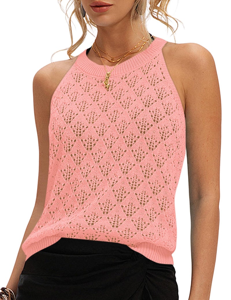 LUYAA Summer Tank Tops for Women Lightweight Sleeveless Tops 2026 Vacation Beach Outfits for Women Dressy Casual Summer Tshirt Pink XL - Image 4