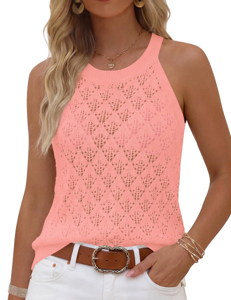 LUYAA Summer Tank Tops for Women Lightweight Sleeveless Tops 2026 Vacation Beach Outfits for Women Dressy Casual Summer Tshirt Pink XL - Image 1