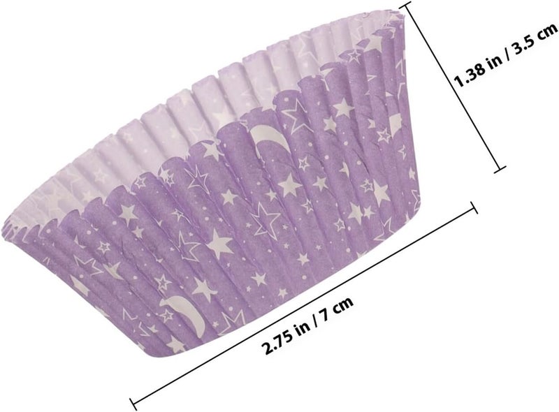 SMASOLO 250pcs Christmas Cupcake Liners Baking Cups Blue Snowflake and Moon Star Design Oilproof Paper Wrappers for Holiday Baking Supplies - Image 2
