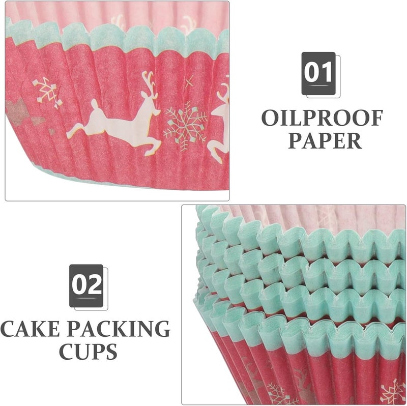 SMASOLO 250pcs Christmas Cupcake Liners Baking Cups Blue Snowflake and Moon Star Design Oilproof Paper Wrappers for Holiday Baking Supplies - Image 3
