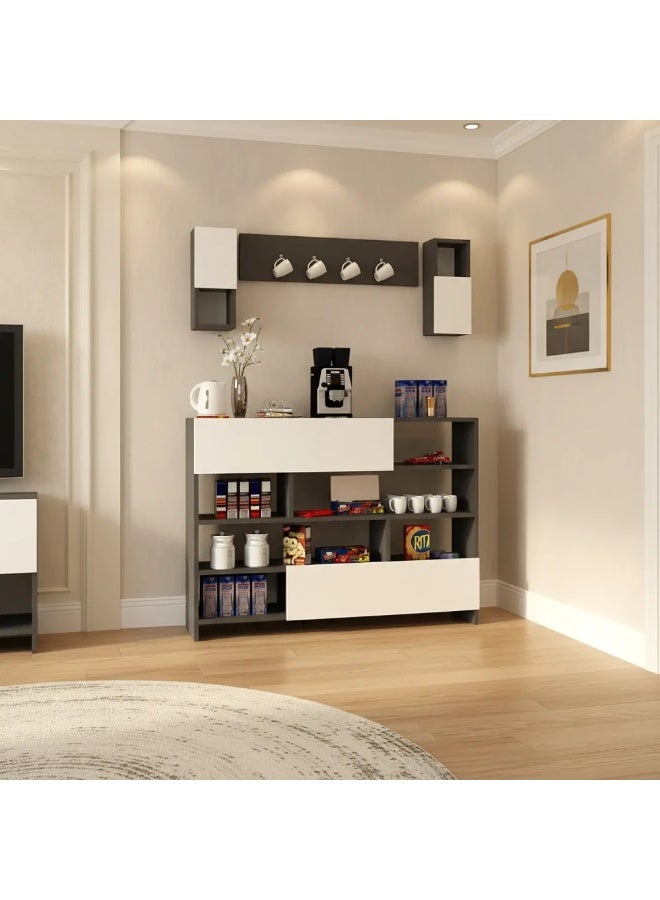 ستايلش هوم كوفي كورنر خشب ابيض ورمادي موردن - RC04 - Image 1