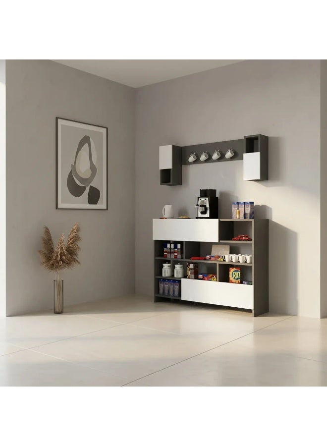 ستايلش هوم كوفي كورنر خشب ابيض ورمادي موردن - RC04 - Image 3