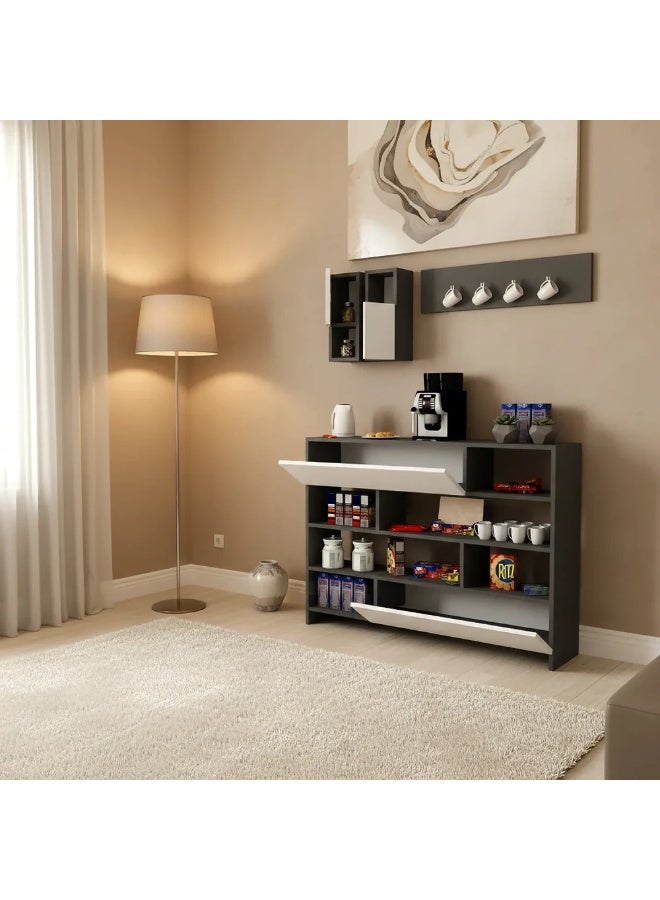 ستايلش هوم كوفي كورنر خشب ابيض ورمادي موردن - RC04 - Image 5