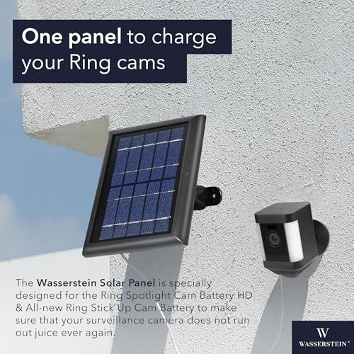 Wasserstein Solar Panel Compatible with Ring Spotlight Cam/Plus/Pro Battery, Stick Up Cam/Pro & Outdoor Cam Plus Battery - Continuous Power for Ring Surveillance Camera (3-Pack, Black) - Image 2