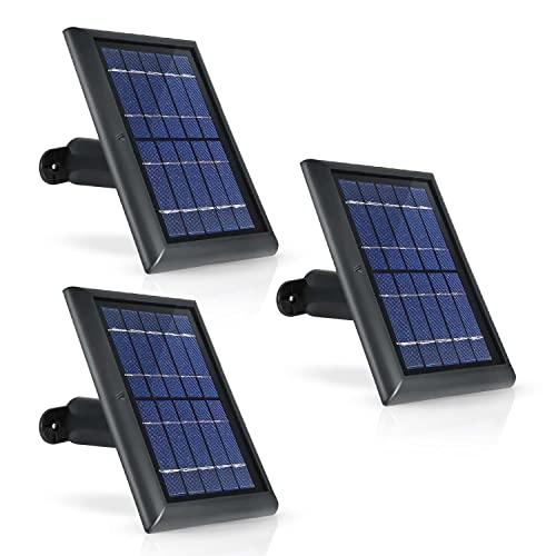 Wasserstein Solar Panel Compatible with Ring Spotlight Cam/Plus/Pro Battery, Stick Up Cam/Pro & Outdoor Cam Plus Battery - Continuous Power for Ring Surveillance Camera (3-Pack, Black) - Image 1