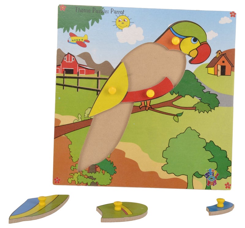 Skillofun Wooden Parrot Puzzle for Kids, | Colorful Wooden Puzzle with Knobs | Engaging Self-Corrective Design | Develops Problem-Solving & Fine Motor Skills | Eco-Friendly & Safe for Toddlers - Image 2
