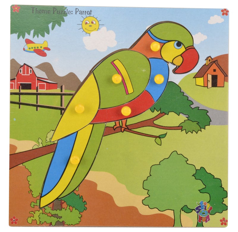 Skillofun Wooden Parrot Puzzle for Kids, | Colorful Wooden Puzzle with Knobs | Engaging Self-Corrective Design | Develops Problem-Solving & Fine Motor Skills | Eco-Friendly & Safe for Toddlers - Image 5